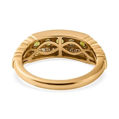Calabar Tourmaline and White Zircon 0.89 ctw Ring in Vermeil Yellow Gold Over Sterling Silver (Size 10)