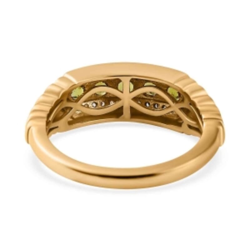 Calabar Tourmaline and White Zircon 0.89 ctw Ring in Vermeil Yellow Gold Over Sterling Silver (Size 10)