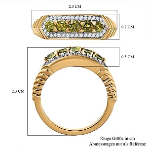 Calabar Tourmaline and White Zircon 0.89 ctw Ring in Vermeil Yellow Gold Over Sterling Silver (Size 10)