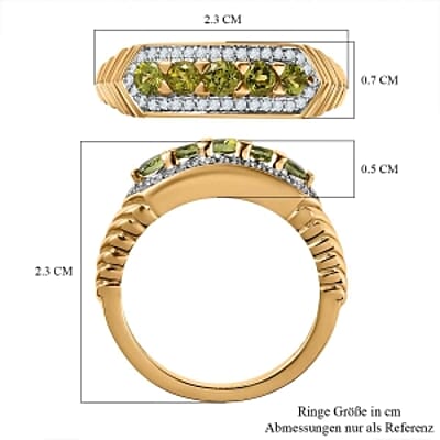 Calabar Tourmaline and White Zircon 0.89 ctw Ring in Vermeil Yellow Gold Over Sterling Silver (Size 10)