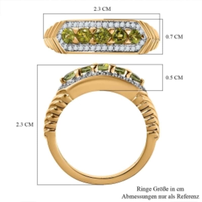 Calabar Tourmaline and White Zircon 0.89 ctw Ring in Vermeil Yellow Gold Over Sterling Silver (Size 10)