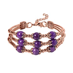 Phosphosiderite 3 Row Station Bracelet in Rosetone (7-9In) 68.50 ctw
