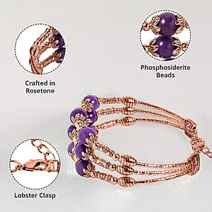 Phosphosiderite 3 Row Station Bracelet in Rosetone (7-9In) 68.50 ctw