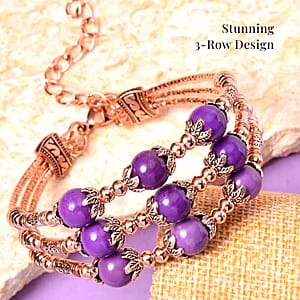 Phosphosiderite 3 Row Station Bracelet in Rosetone (7-9In) 68.50 ctw