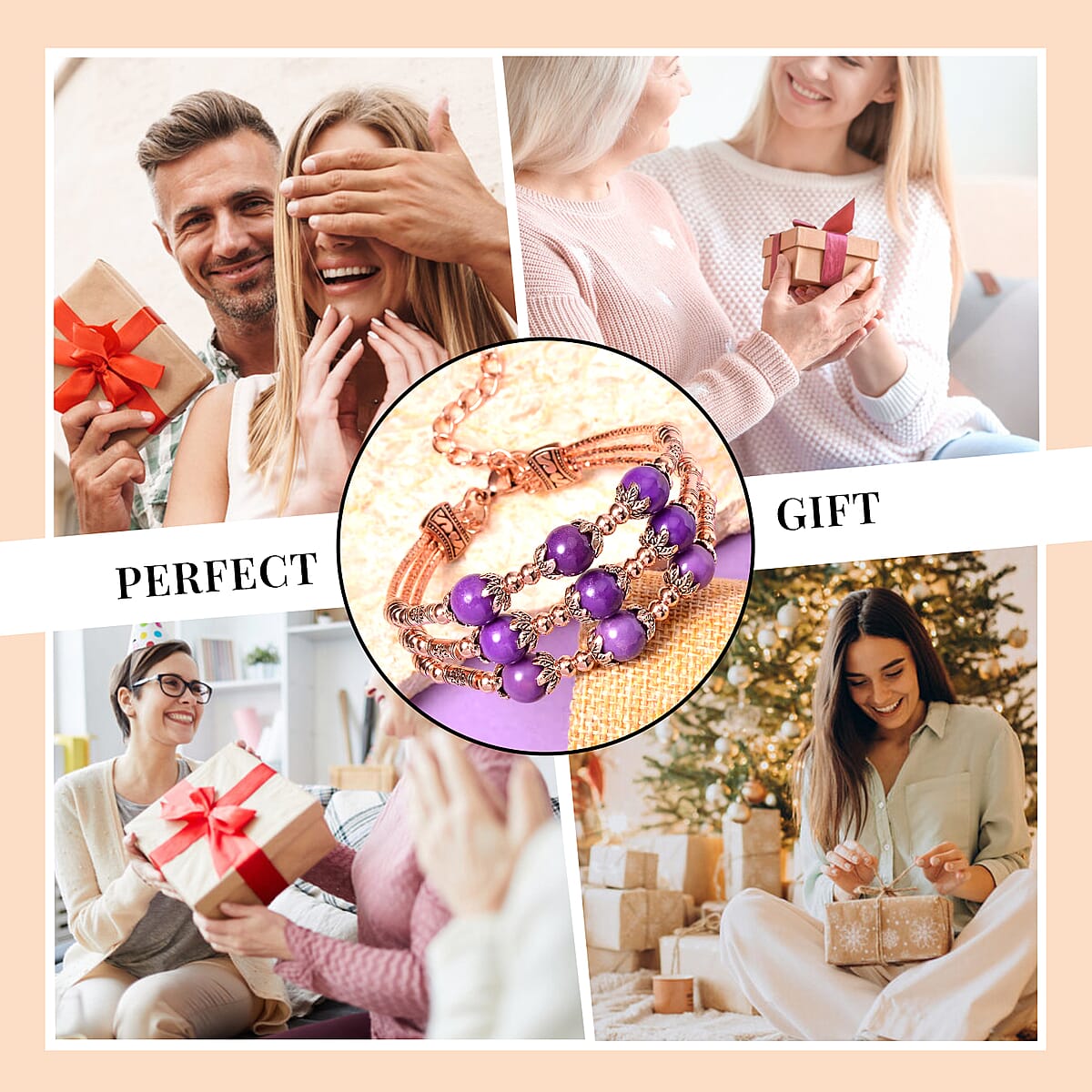 Phosphosiderite 3 Row Station Bracelet in Rosetone (7-9In) 68.50 ctw image number 5