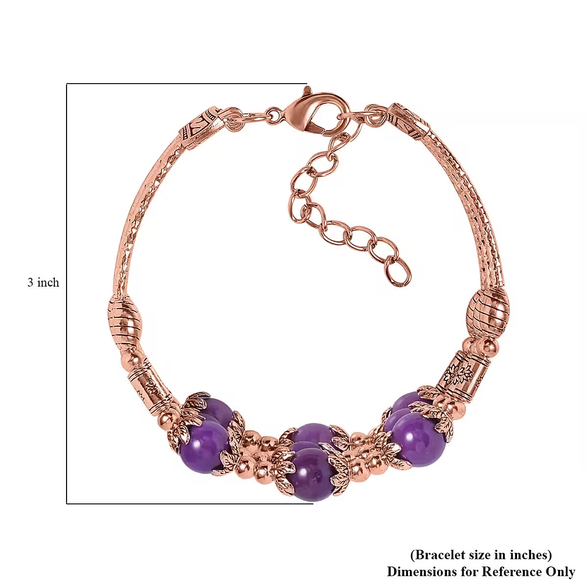 Phosphosiderite 3 Row Station Bracelet in Rosetone (7-9In) 68.50 ctw image number 6