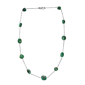 Socoto Emerald Station Necklace 20 Inches in Rhodium Over Sterling Silver 50.00 ctw