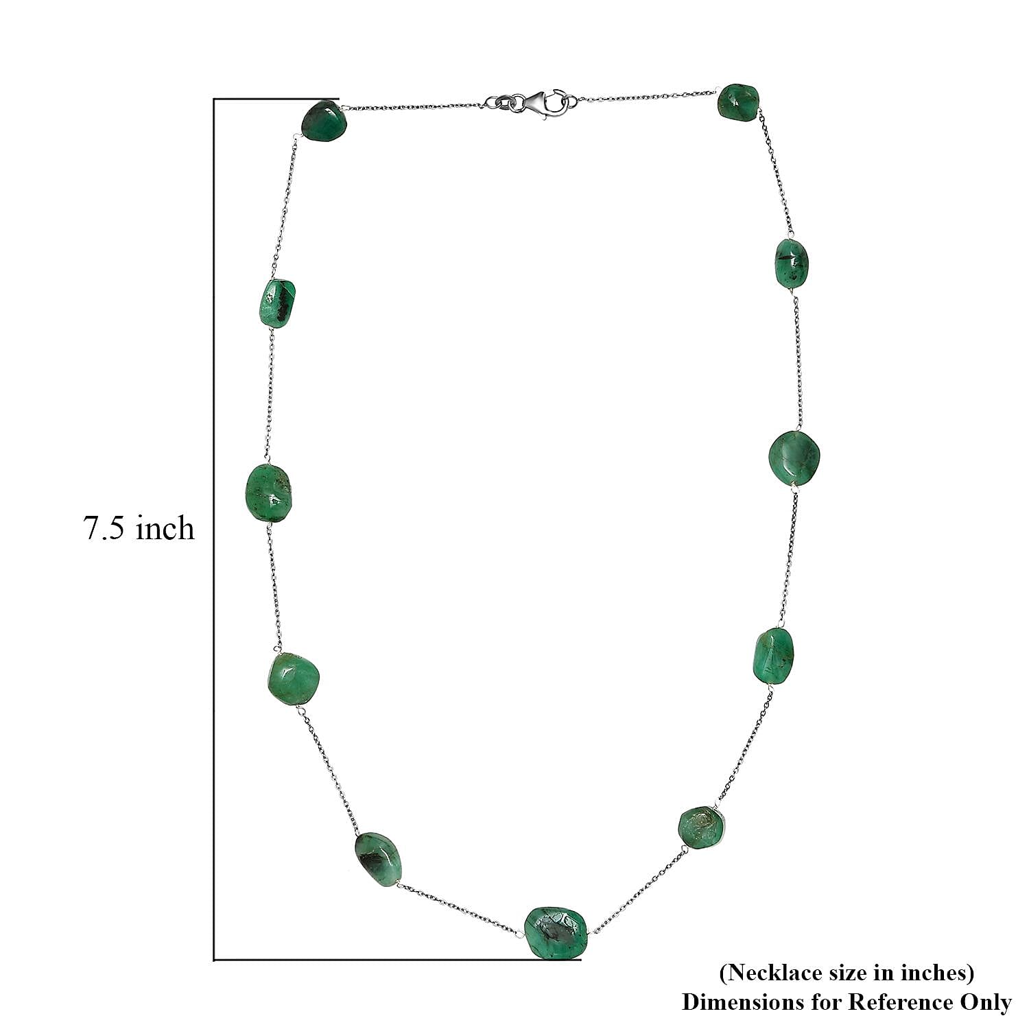 Socoto Emerald Station Necklace 20 Inches in Rhodium Over Sterling Silver 50.00 ctw