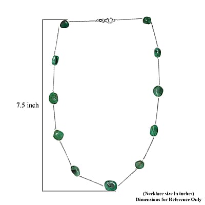 Socoto Emerald Station Necklace 20 Inches in Rhodium Over Sterling Silver 50.00 ctw