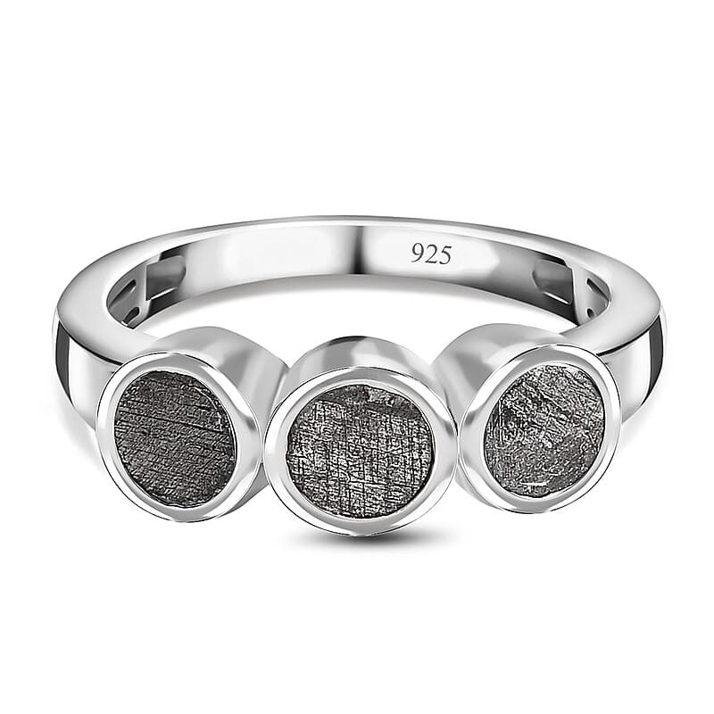 Meteorite 5.10 ctw Ring in Rhodium Over Sterling Silver (Size 8.0)
