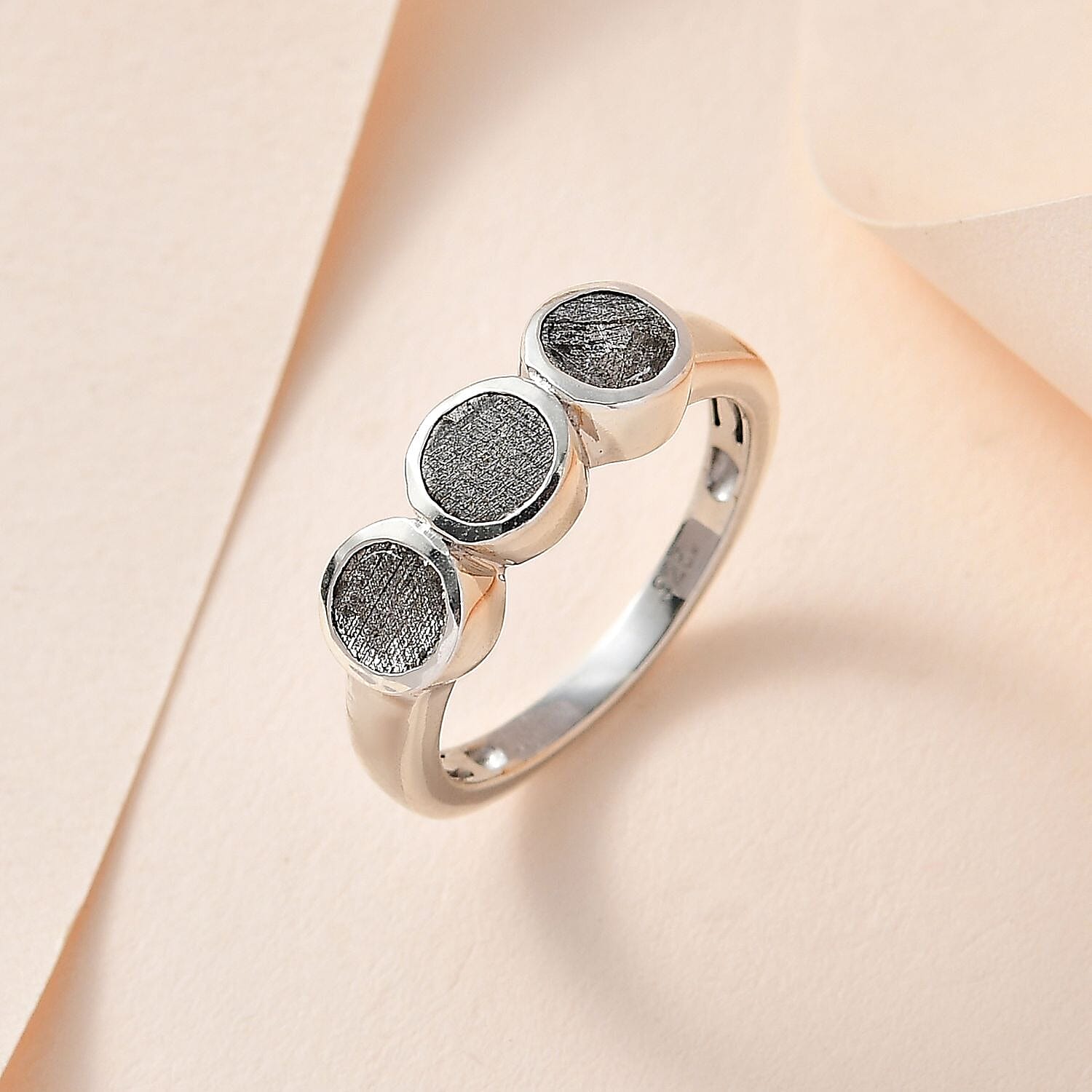 Meteorite 5.10 ctw Ring in Rhodium Over Sterling Silver (Size 8.0)