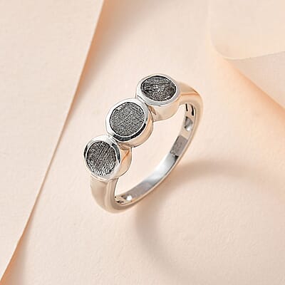 Meteorite 5.10 ctw Ring in Rhodium Over Sterling Silver (Size 8.0)