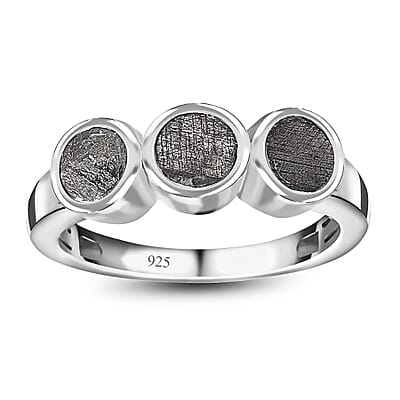 Meteorite 5.10 ctw Ring in Rhodium Over Sterling Silver (Size 8.0)