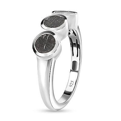 Meteorite 5.10 ctw Ring in Rhodium Over Sterling Silver (Size 8.0)
