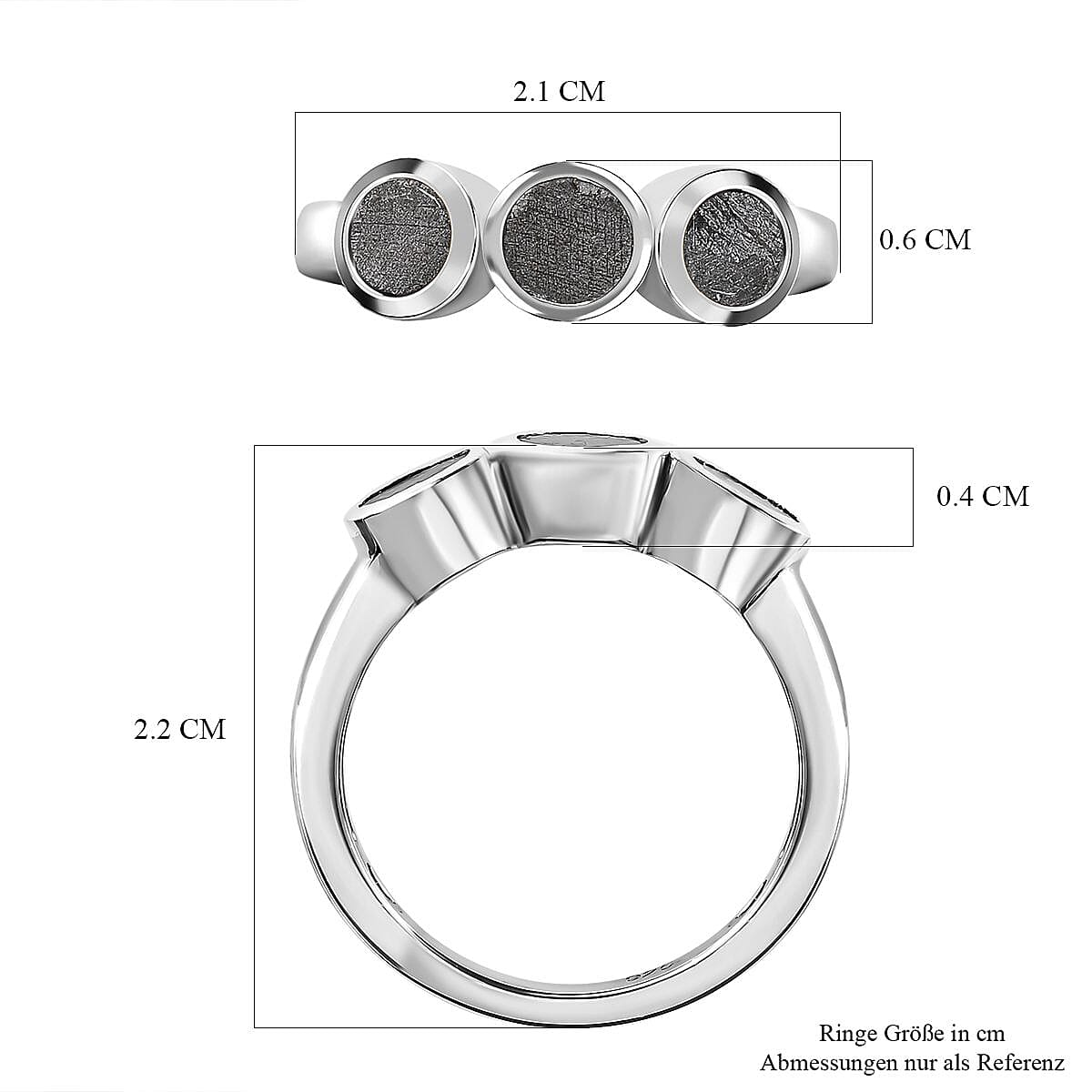Meteorite 5.10 ctw Ring in Rhodium Over Sterling Silver (Size 8.0)