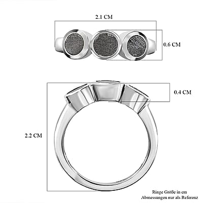 Meteorite 5.10 ctw Ring in Rhodium Over Sterling Silver (Size 8.0)