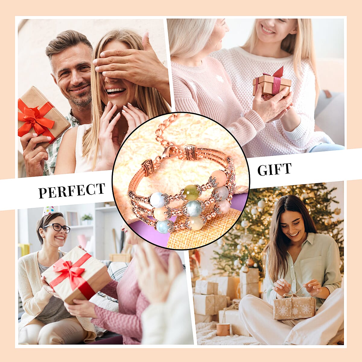 Multi Beryl 3 Row Station Bracelet in Rosetone (7-9In) 68.50 ctw image number 5