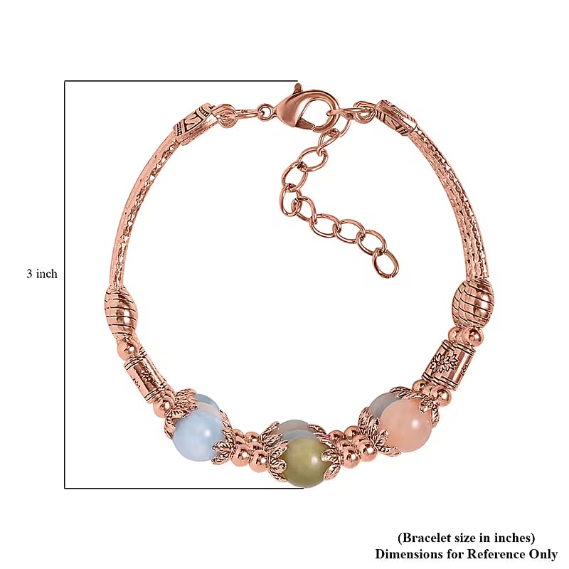Multi Beryl 3 Row Station Bracelet in Rosetone (7-9In) 68.50 ctw