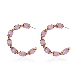 Kunzite Half Hoop Earrings in Silvertone and Rosetone 54.50 ctw