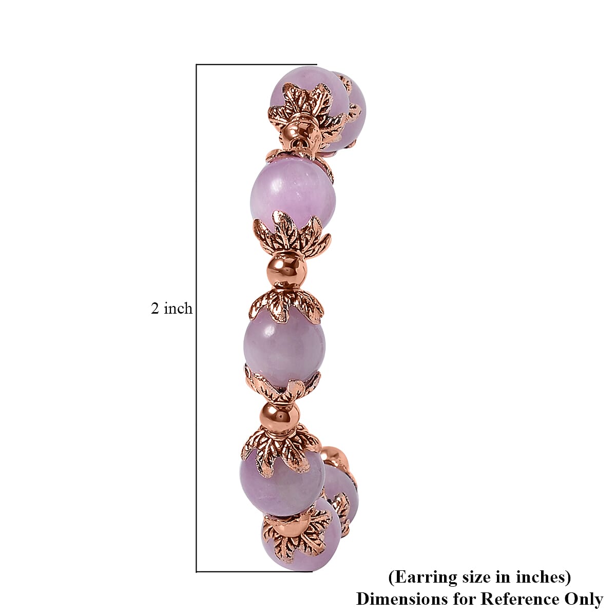 Kunzite Half Hoop Earrings in Silvertone and Rosetone 54.50 ctw image number 4