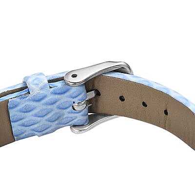 EON 1962 Swiss Movement Sleeping Beauty Turquoise, White Zircon Watch in Sterling Silver with Blue Genuine Leather Strap 12.00 ctw