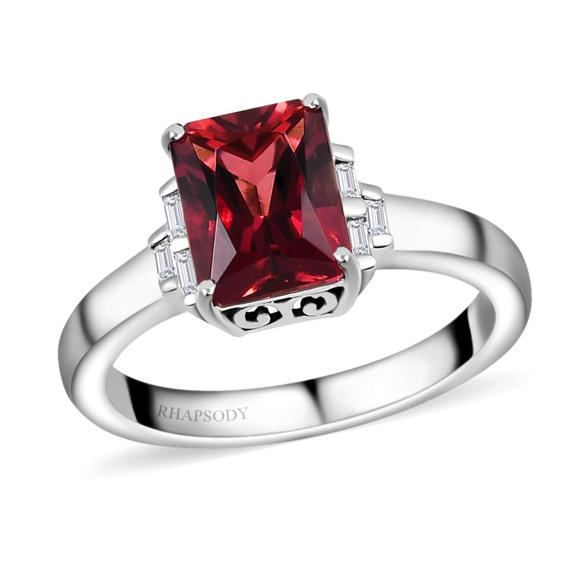 Rhapsody 950 Platinum AAAA Ouro Fino Rubellite and E-F VS Diamond Ring 6.50 Grams 2.65 ctw image number 0