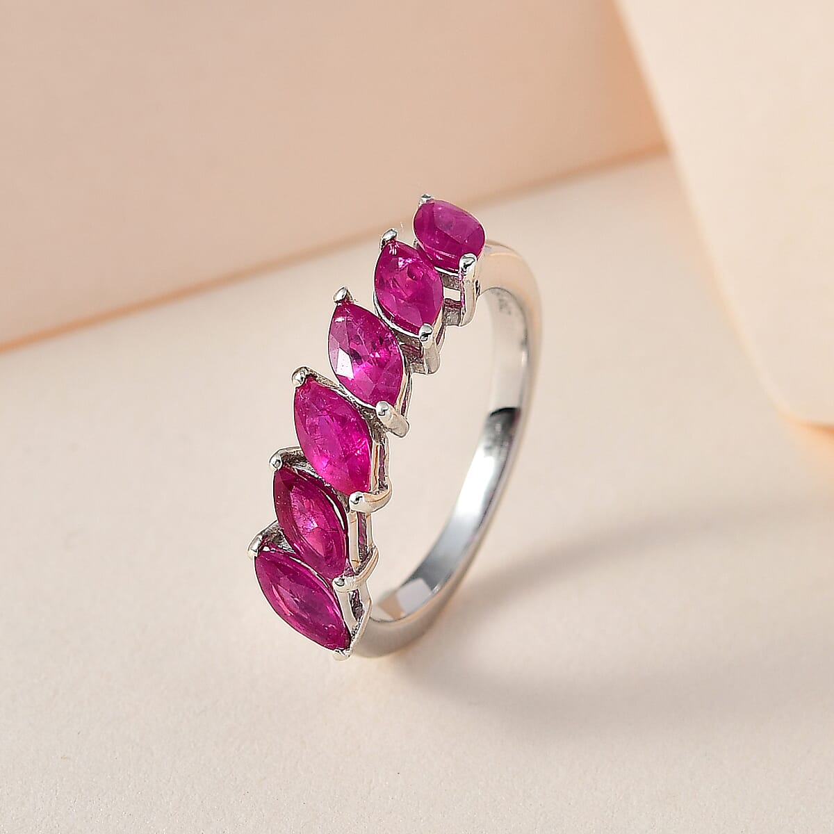Premium Montepuez Ruby Band Ring in Platinum Over Sterling Silver (Size 10) 1.60 ctw image number 1