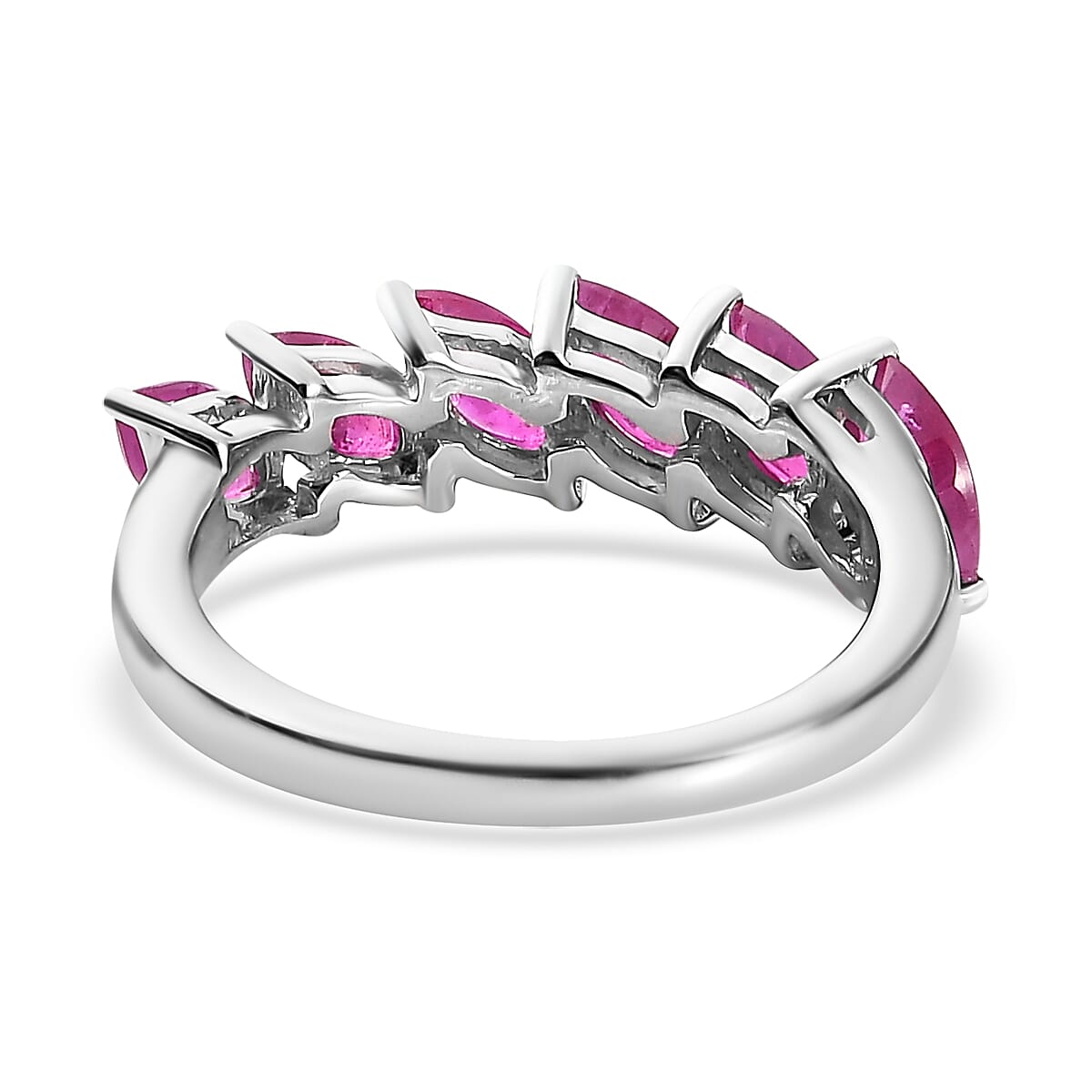 Premium Montepuez Ruby Band Ring in Platinum Over Sterling Silver (Size 10) 1.60 ctw image number 4