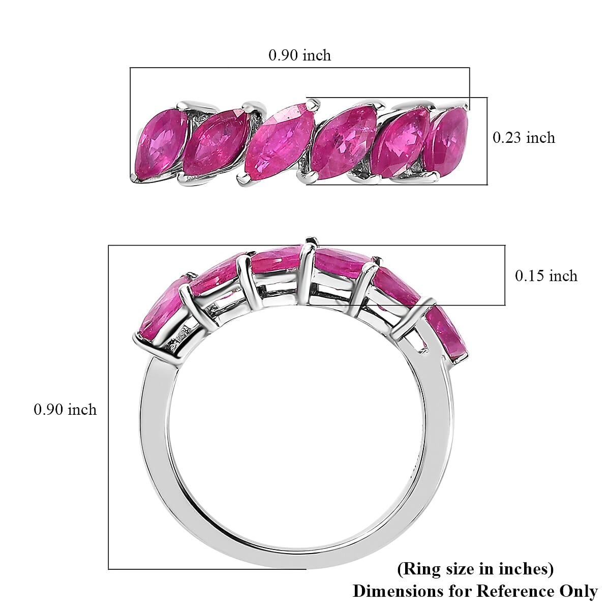 Premium Montepuez Ruby Band Ring in Platinum Over Sterling Silver (Size 10) 1.60 ctw image number 5