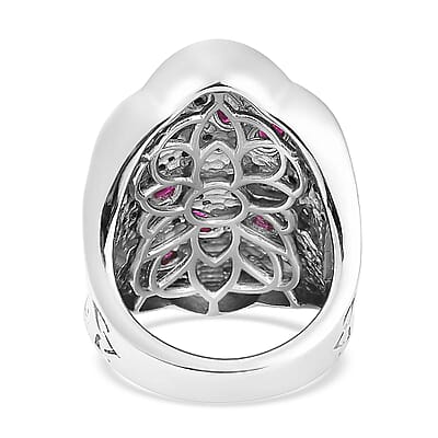 Premium Montepuez Ruby and Multi Gemstone Ring in Vermeil YG and Platinum Over Sterling Silver (Size 6.0) 4.10 ctw