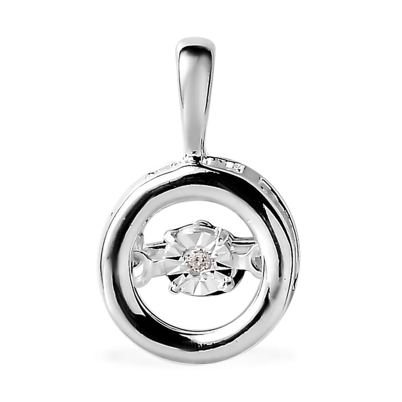 Diamond Accent Circle Pendant without Chain in Sterling Silver