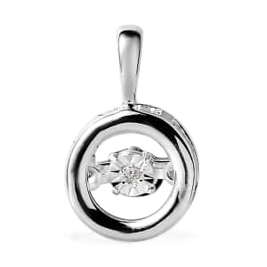 Diamond Accent Circle Pendant in Sterling Silver