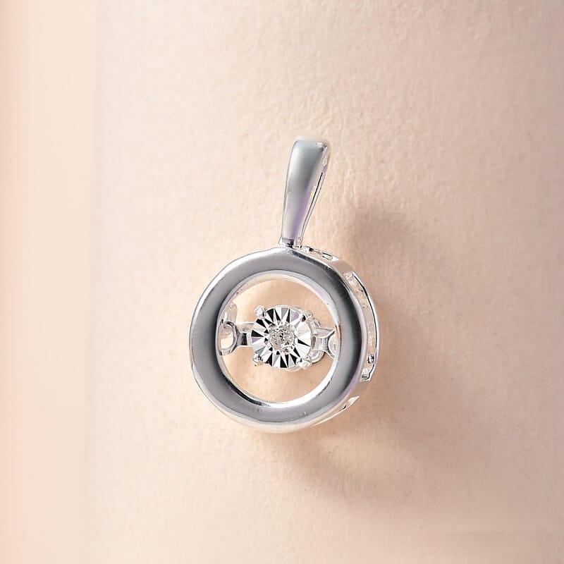 Diamond Accent Circle Pendant without Chain in Sterling Silver