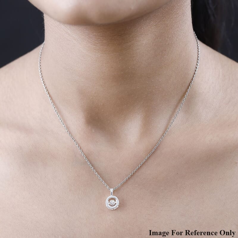Diamond Accent Circle Pendant without Chain in Sterling Silver