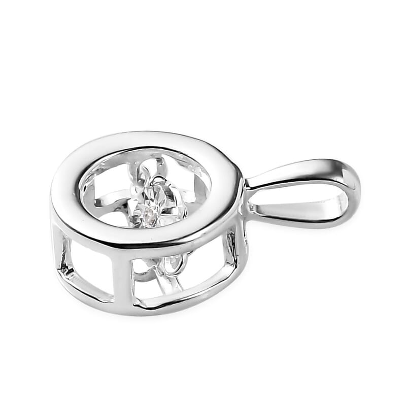 Diamond Accent Circle Pendant without Chain in Sterling Silver