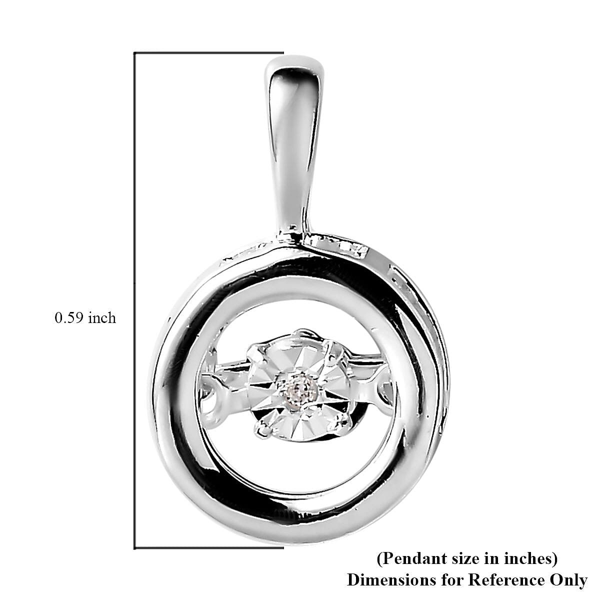 Diamond Accent Circle Pendant without Chain in Sterling Silver