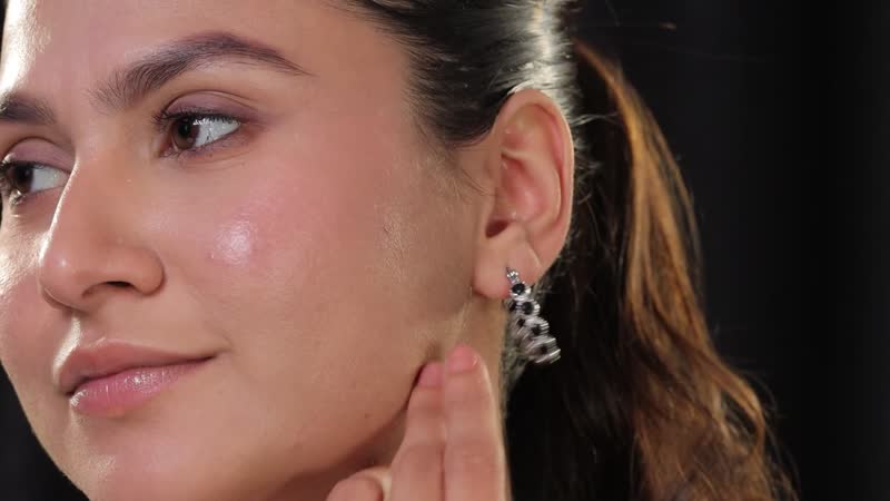 Thai Black Spinel 4.15 ctw Hoop Earrings in Stainless Steel