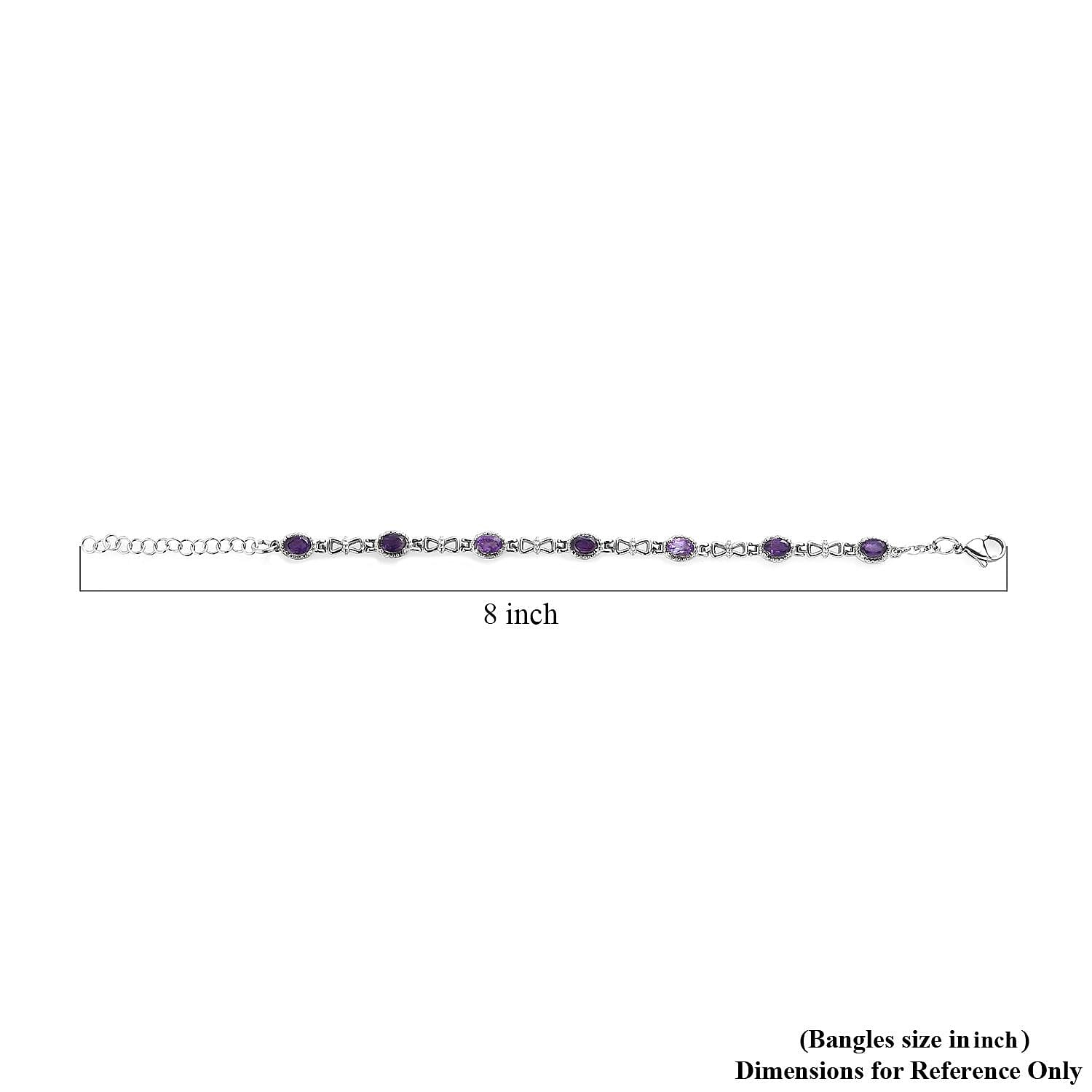 African Amethyst Station Bracelet in Stainless Steel (6.50 In) 2.65 ctw