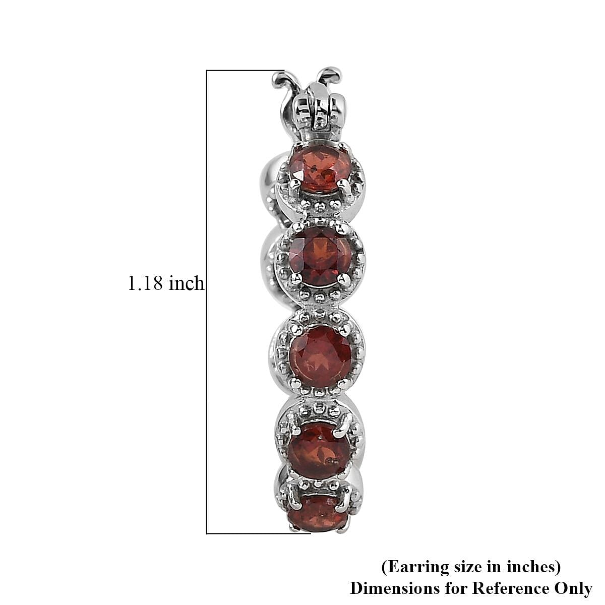 Mozambique Garnet Inside Out Hoop Earrings in Stainless Steel 5.40 ctw image number 4