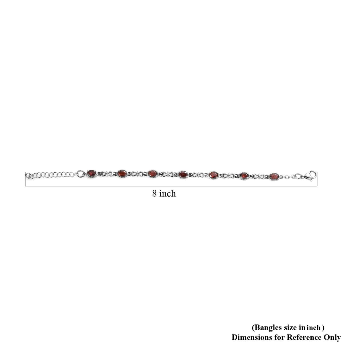 Mozambique Garnet Station Bracelet in Stainless Steel (6.50 In) 4.00 ctw image number 4