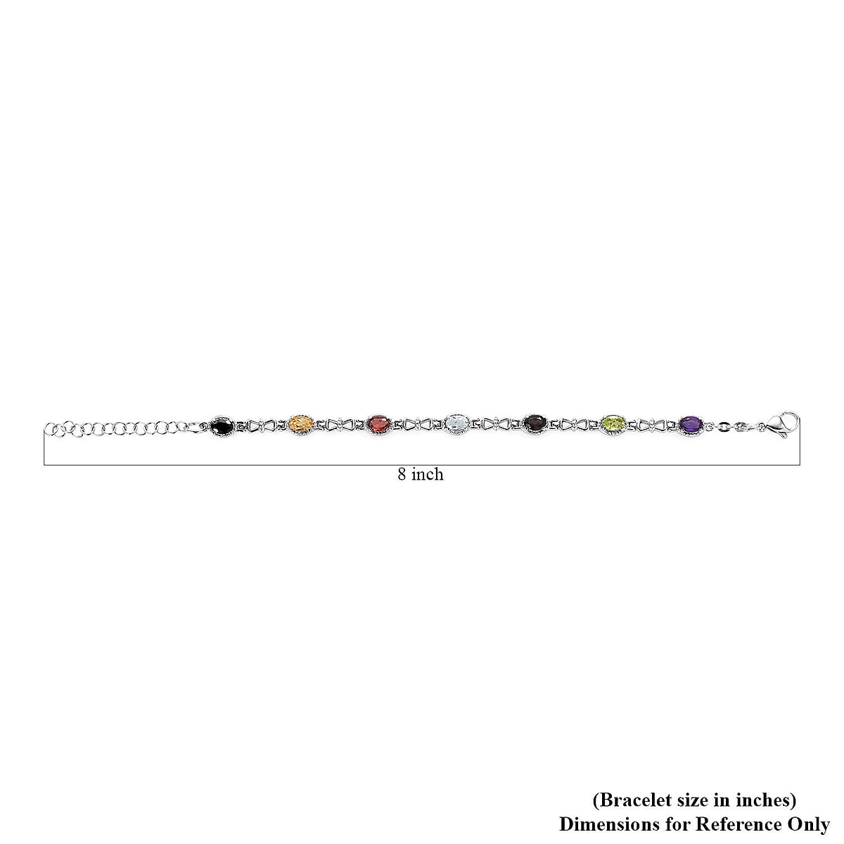 Multi Gemstone Station Bracelet in Stainless Steel (6.50 In) 3.25 ctw image number 4