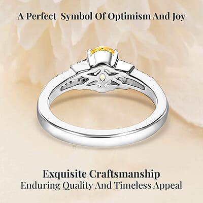 Luxoro 10K White Gold Premium Natural Ceylon Yellow Sapphire and G-H I2 Diamond Ring (Size 10.0) 1.35 ctw