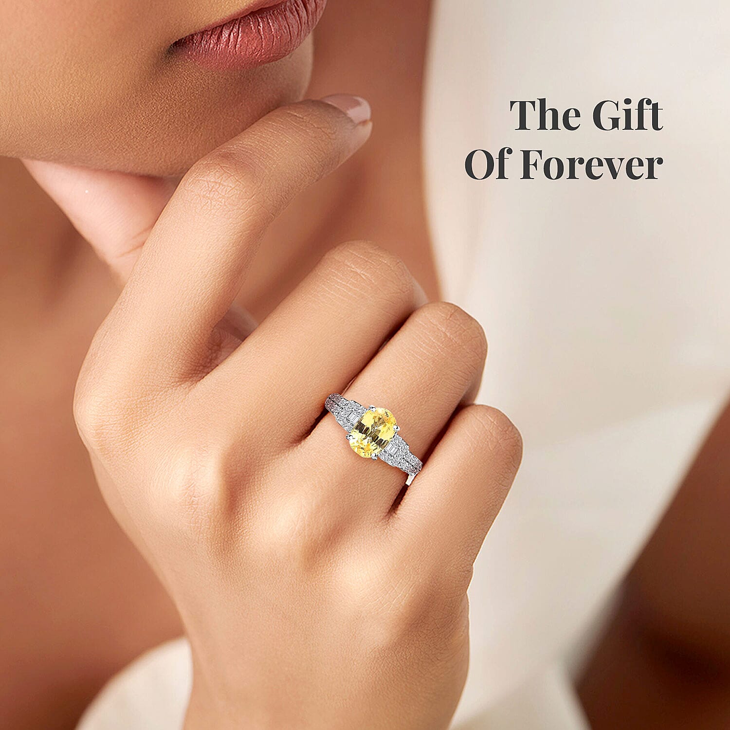 Luxoro 10K White Gold Premium Natural Ceylon Yellow Sapphire and G-H I2 Diamond Ring (Size 10.0) 1.35 ctw