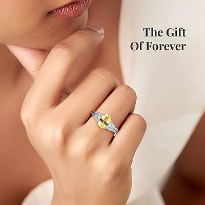 Luxoro 10K White Gold Premium Natural Ceylon Yellow Sapphire and G-H I2 Diamond Ring (Size 10.0) 1.35 ctw
