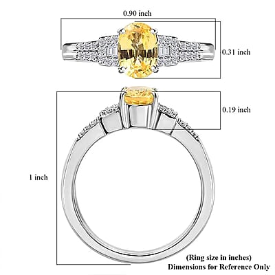 Luxoro 10K White Gold Premium Natural Ceylon Yellow Sapphire and G-H I2 Diamond Ring (Size 10.0) 1.35 ctw