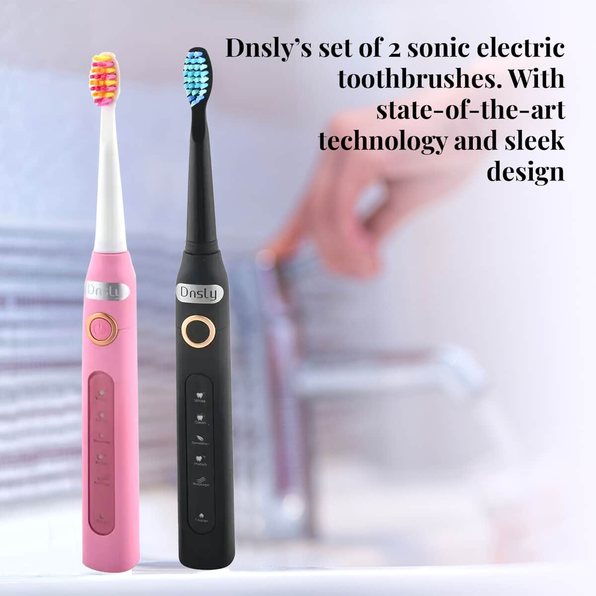 Dnsly Sonic Electric Toothbrushes -Black & Pink image number 1