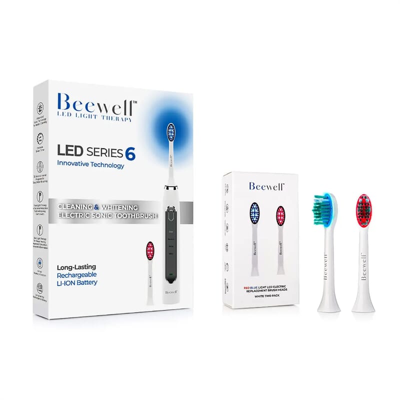 Beewell Electric Sonic 4-in-1 Toothbrush with Blue and Red Light Therapy