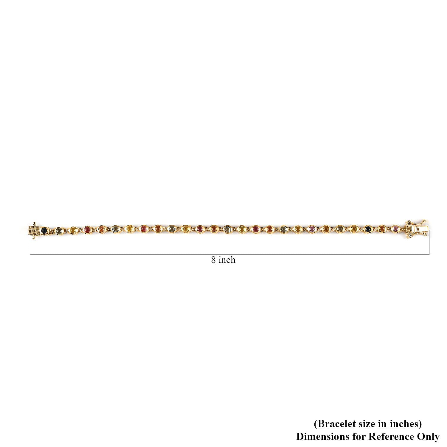 Premium Multi Sapphire Rainbow Bubble Tennis Bracelet in Vermeil Yellow Gold Over Sterling Silver (7.25 In) 4.50 ctw