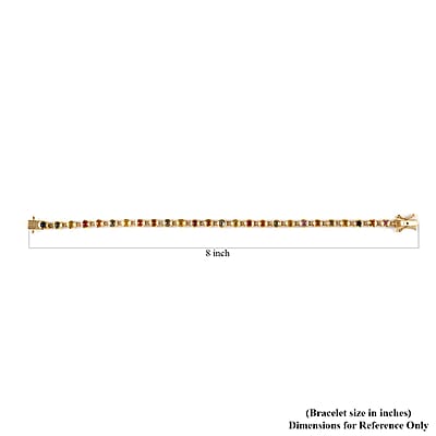 Premium Multi Sapphire Rainbow Bubble Tennis Bracelet in Vermeil Yellow Gold Over Sterling Silver (7.25 In) 4.50 ctw