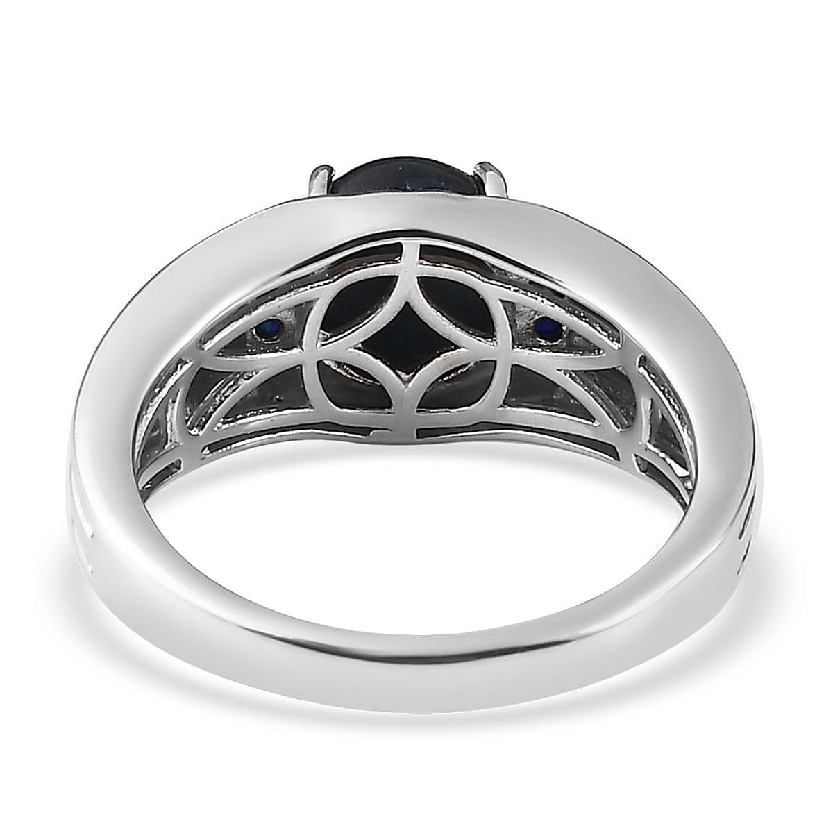 Premium Blue Star Sapphire (DF) and Kanchanaburi Blue Sapphire 3.65 ctw Men's Ring in Platinum Over Sterling Silver (Size 10.0)